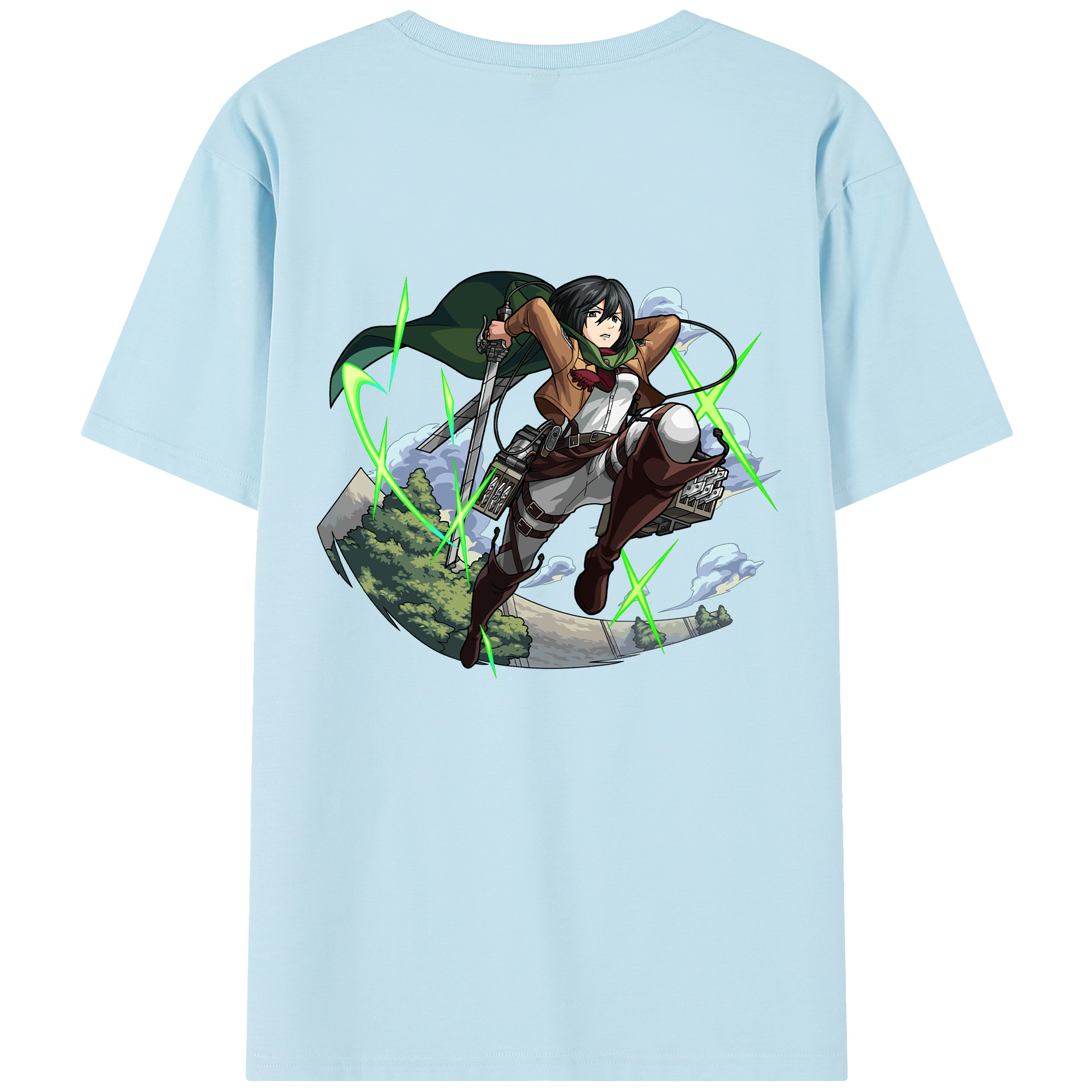 （画像用） 進撃の巨人 ミカサ·アッカーマン Attack on Titan Mikasa Ackerman 綿100％半袖Tシャツ（背面プリント）